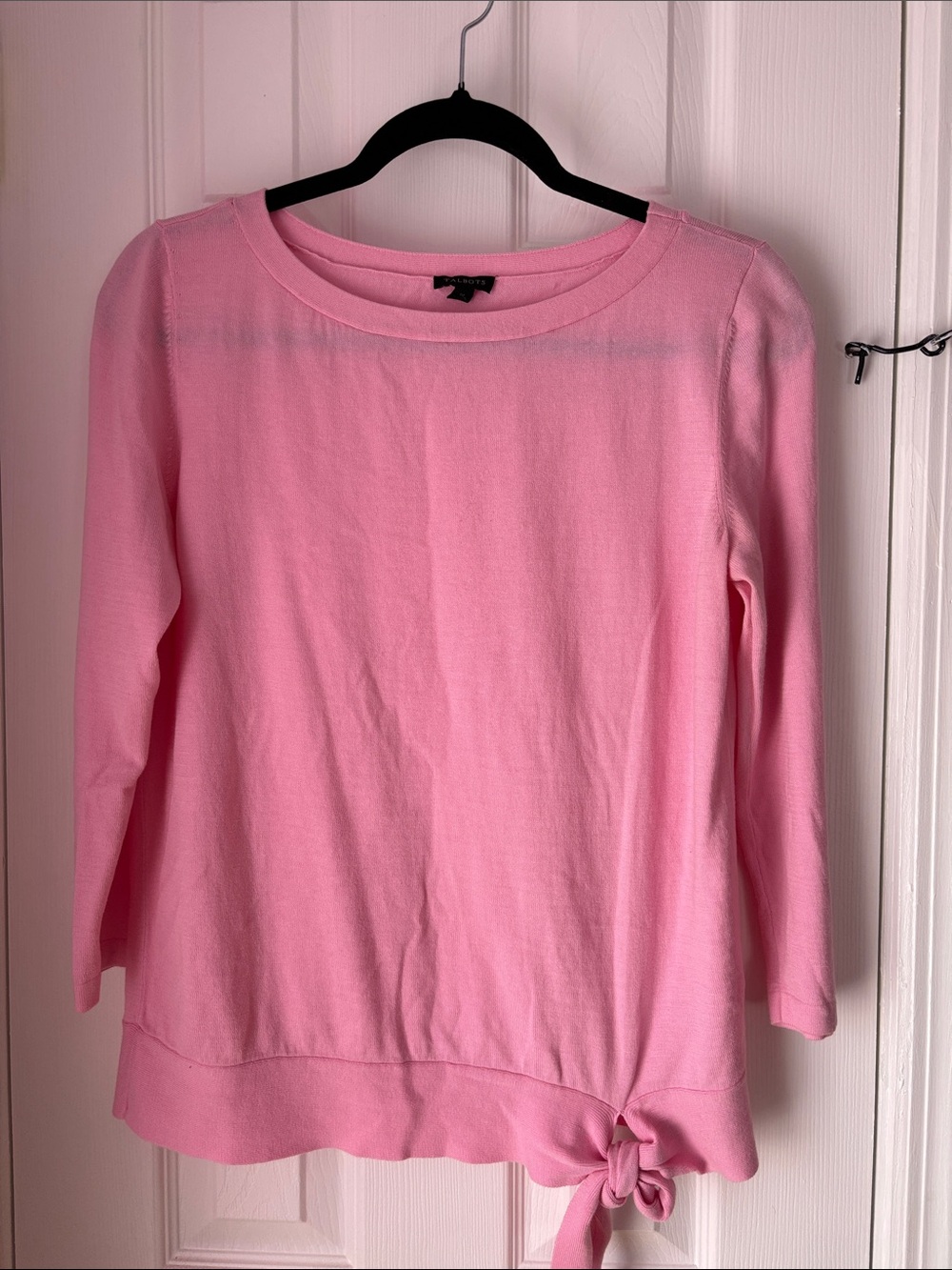 Talbots Pink Crewneck Tie-Hem Sweater